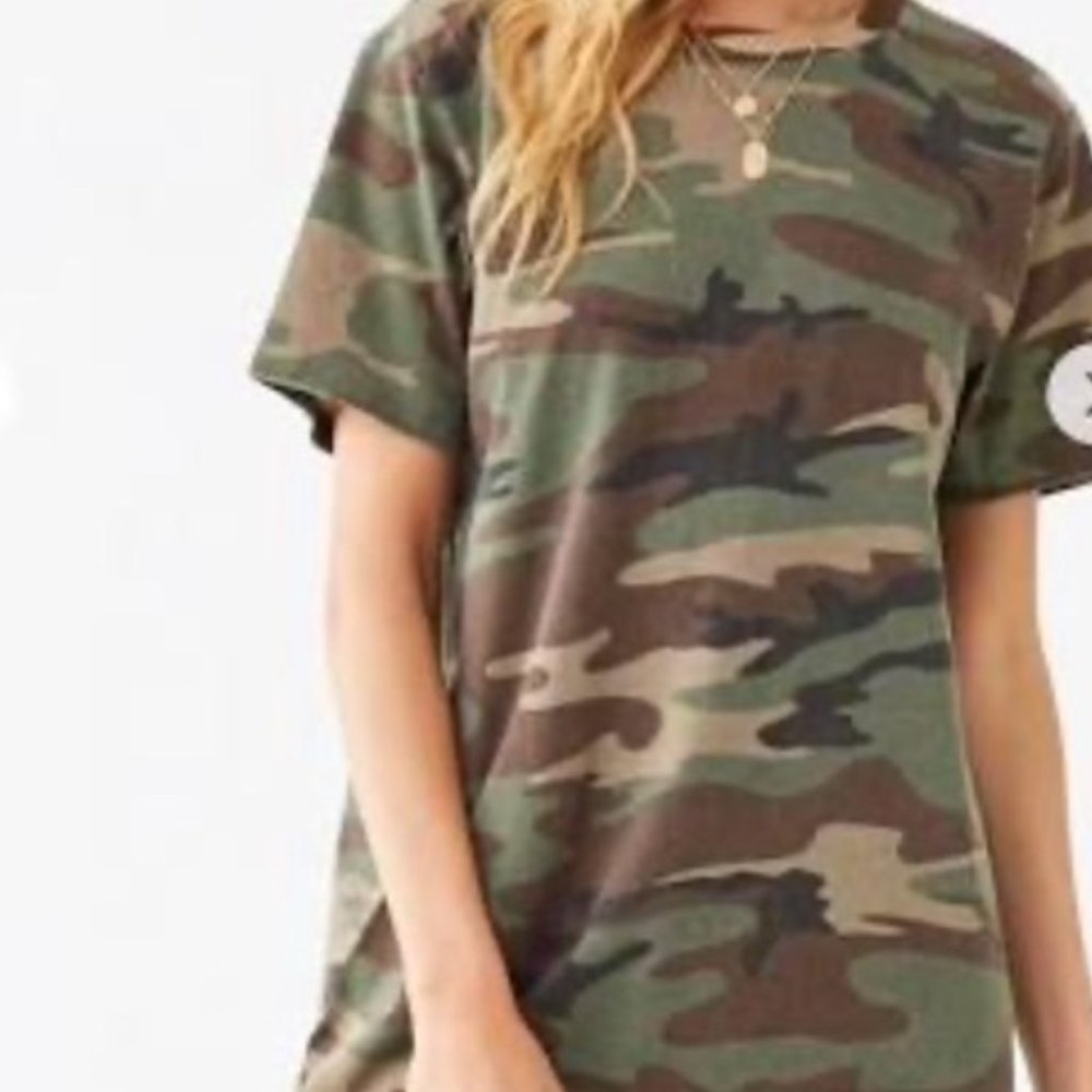 Camo Print T-Shirt Dress NEW